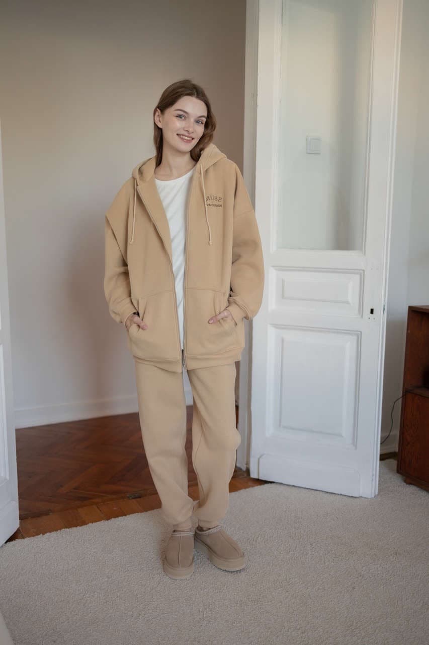 Олимпийка Ритм премиум утепленная с вышивкой, Бежевый