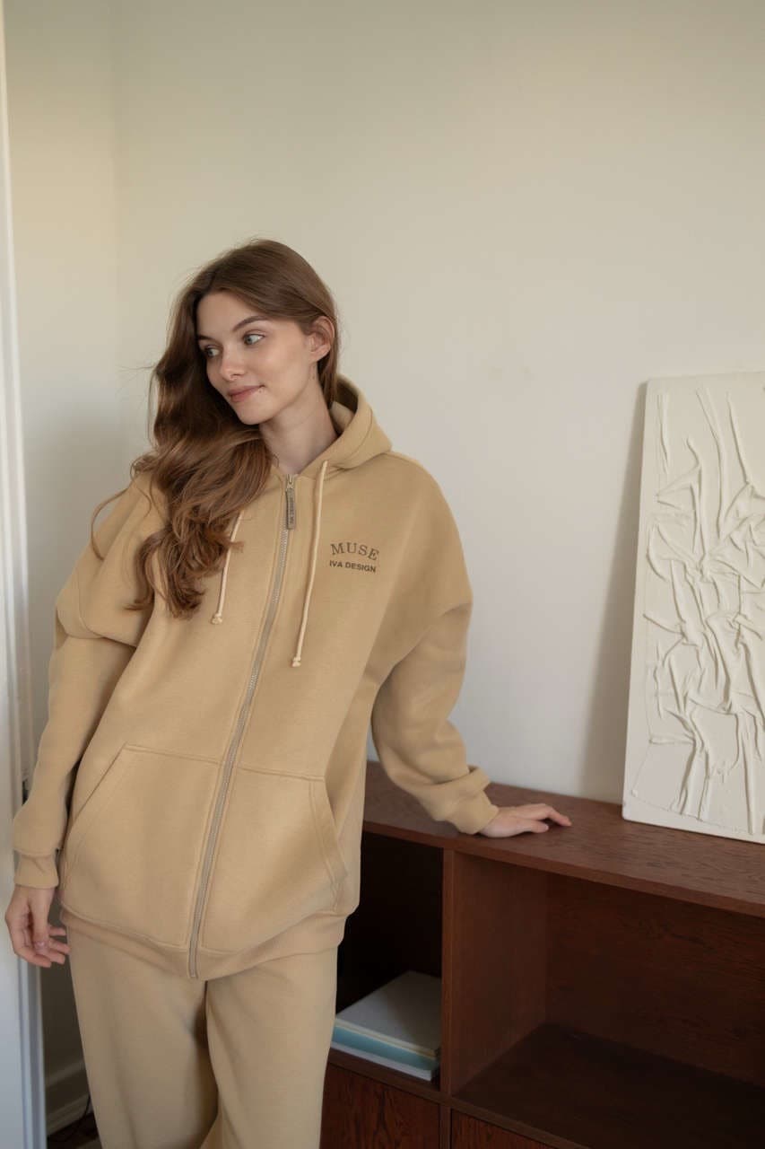 Олимпийка Ритм премиум утепленная с вышивкой, Бежевый