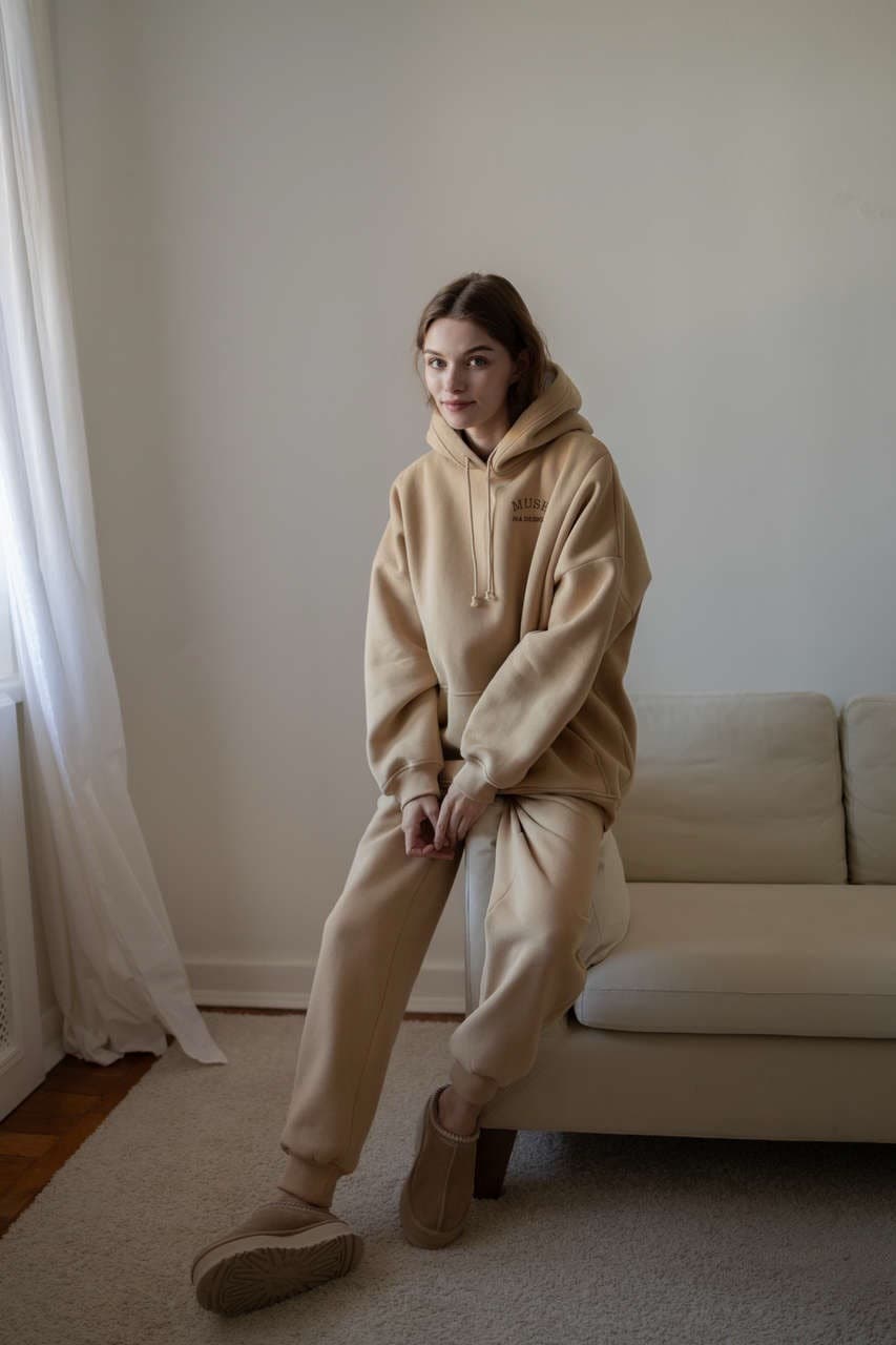 Брюки премиум утепленные, Бежевый