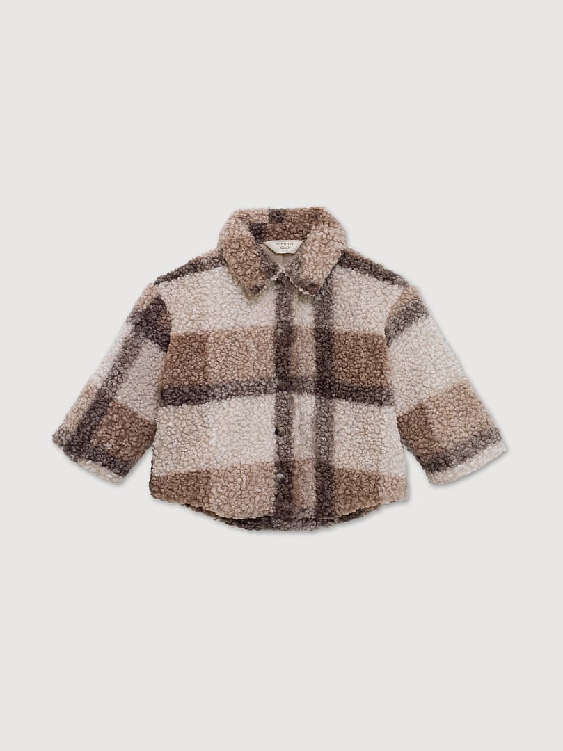 Меховая куртка в клетку, Кофе