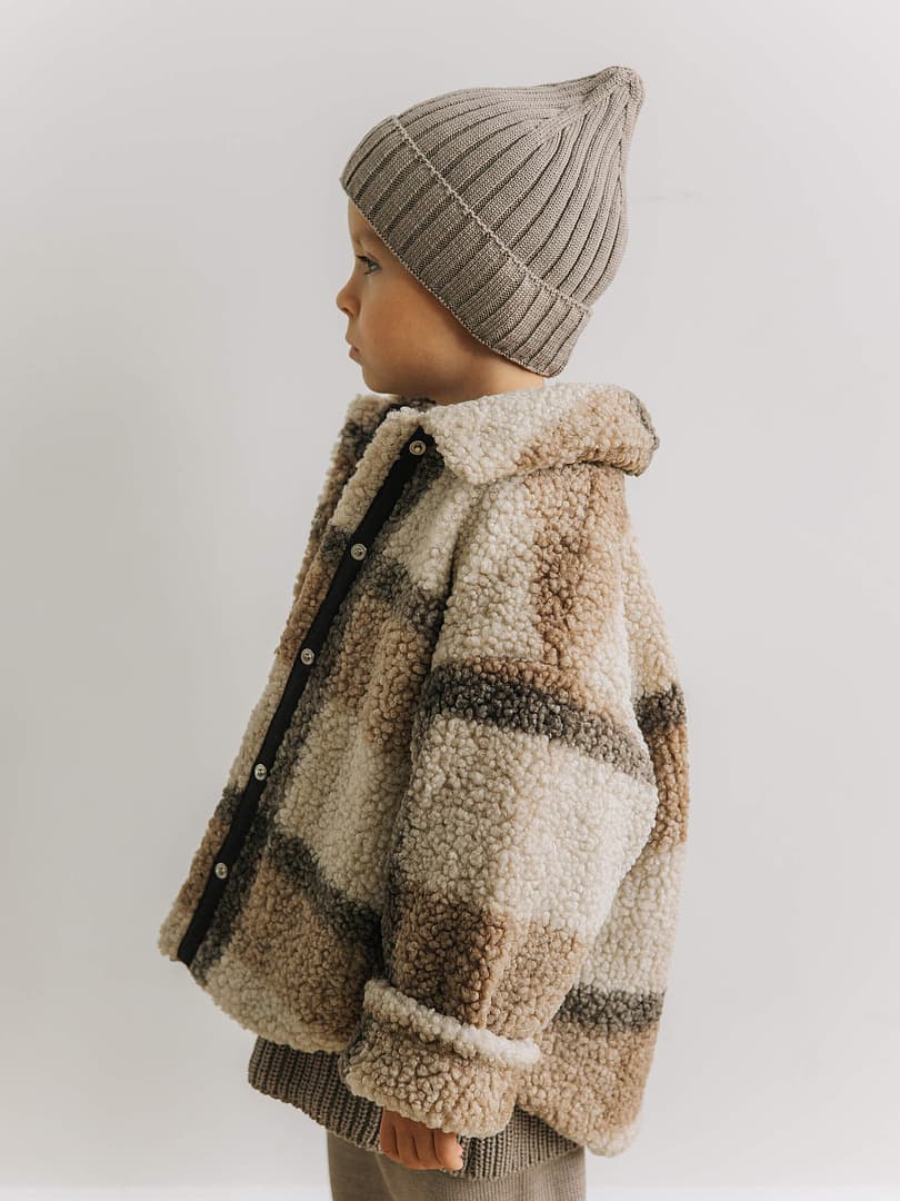 Меховая куртка в клетку, Кофе