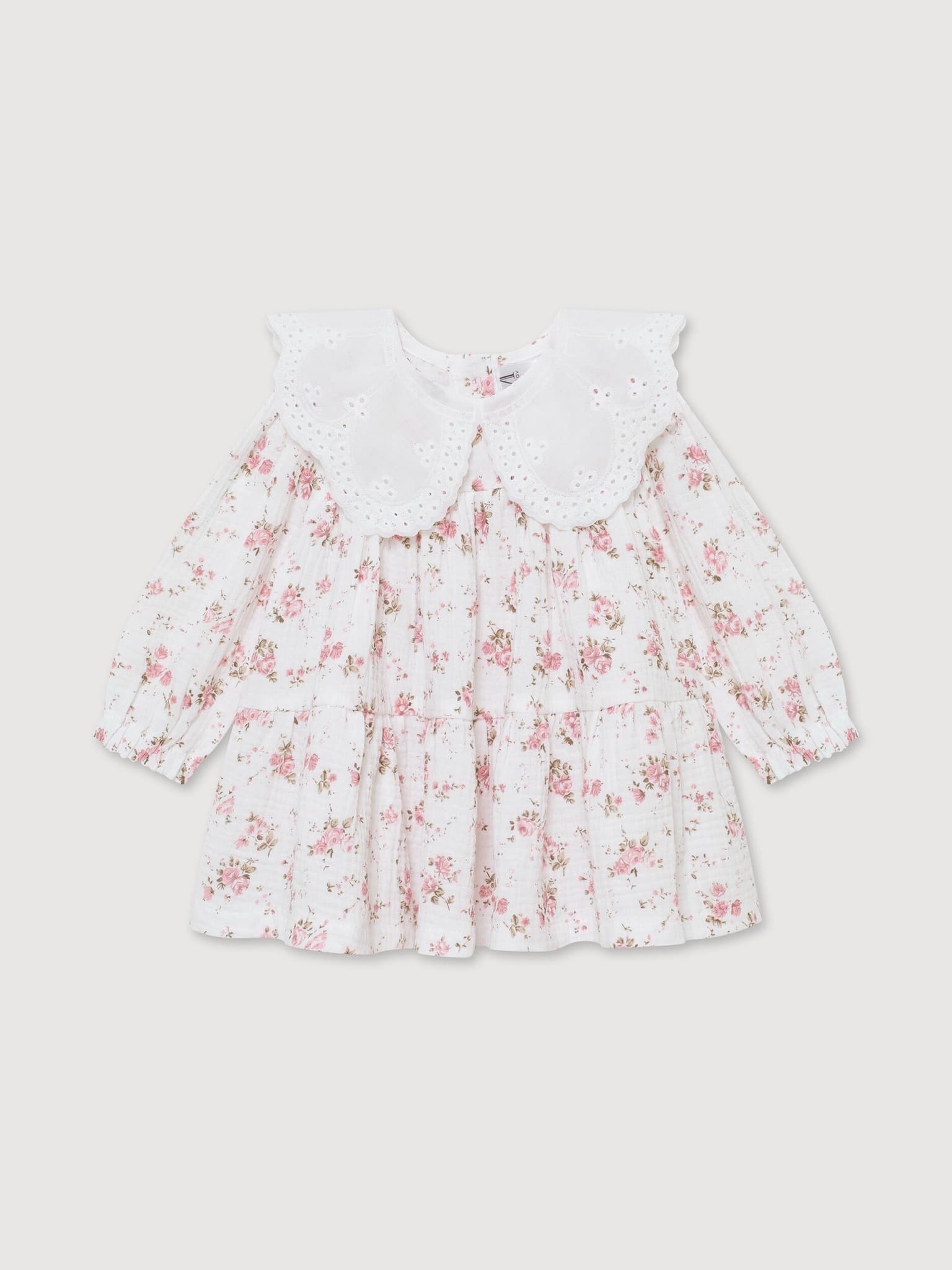 Платье с воротником из муслина, В цветочек