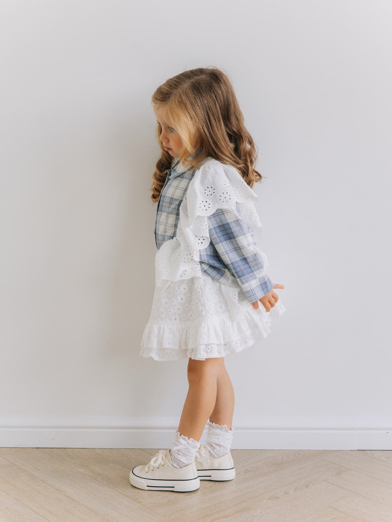 Рубашка с воланом, Голубой