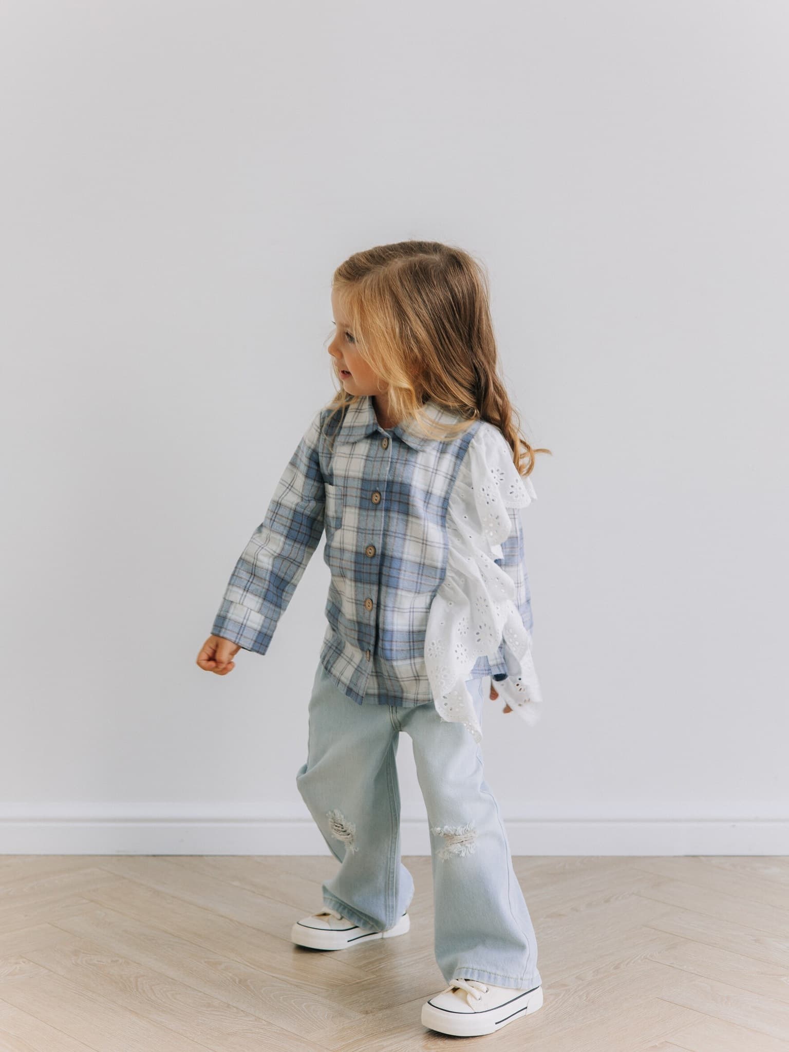 Рубашка с воланом, Голубой