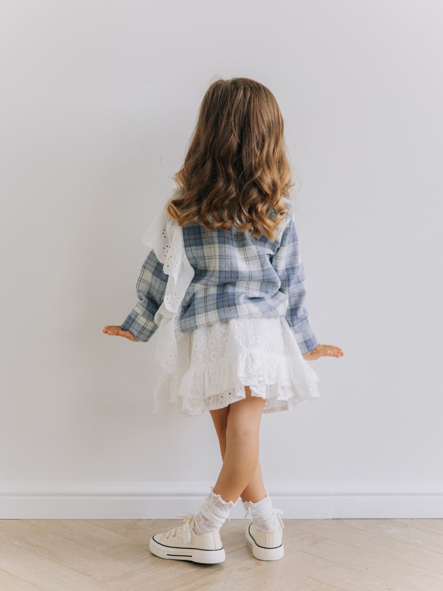 Рубашка с воланом, Голубой