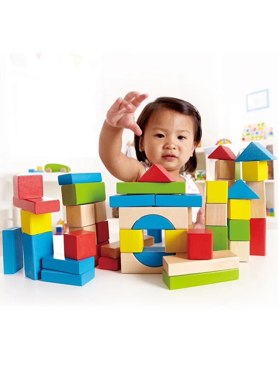 Игрушка "Конструктор цветной" деревянный 50 элементов