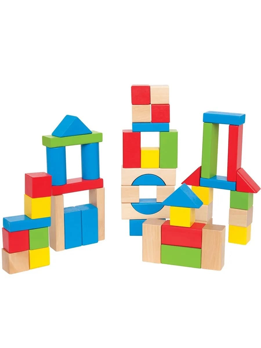 Игрушка "Конструктор цветной" деревянный 50 элементов