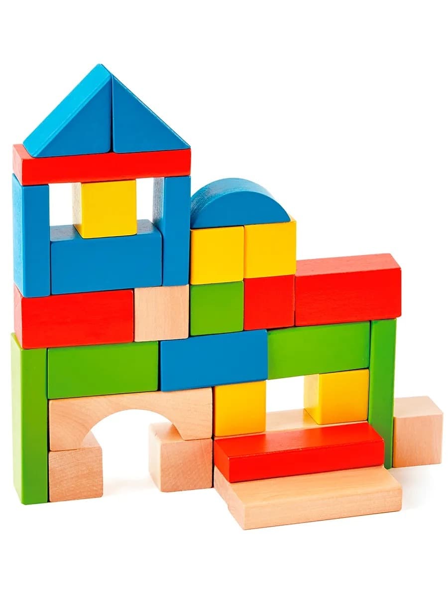 Игрушка "Конструктор цветной" деревянный 50 элементов