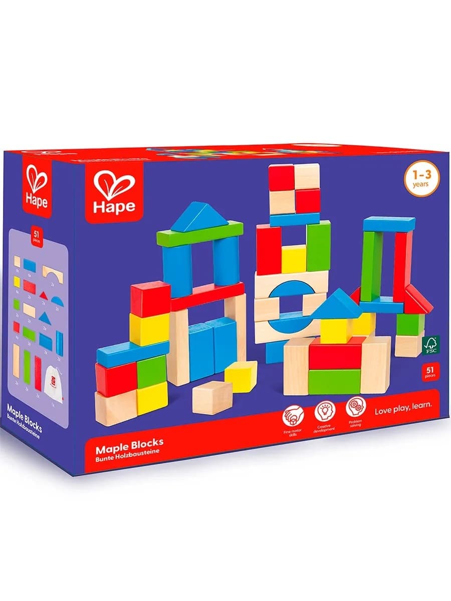 Игрушка "Конструктор цветной" деревянный 50 элементов