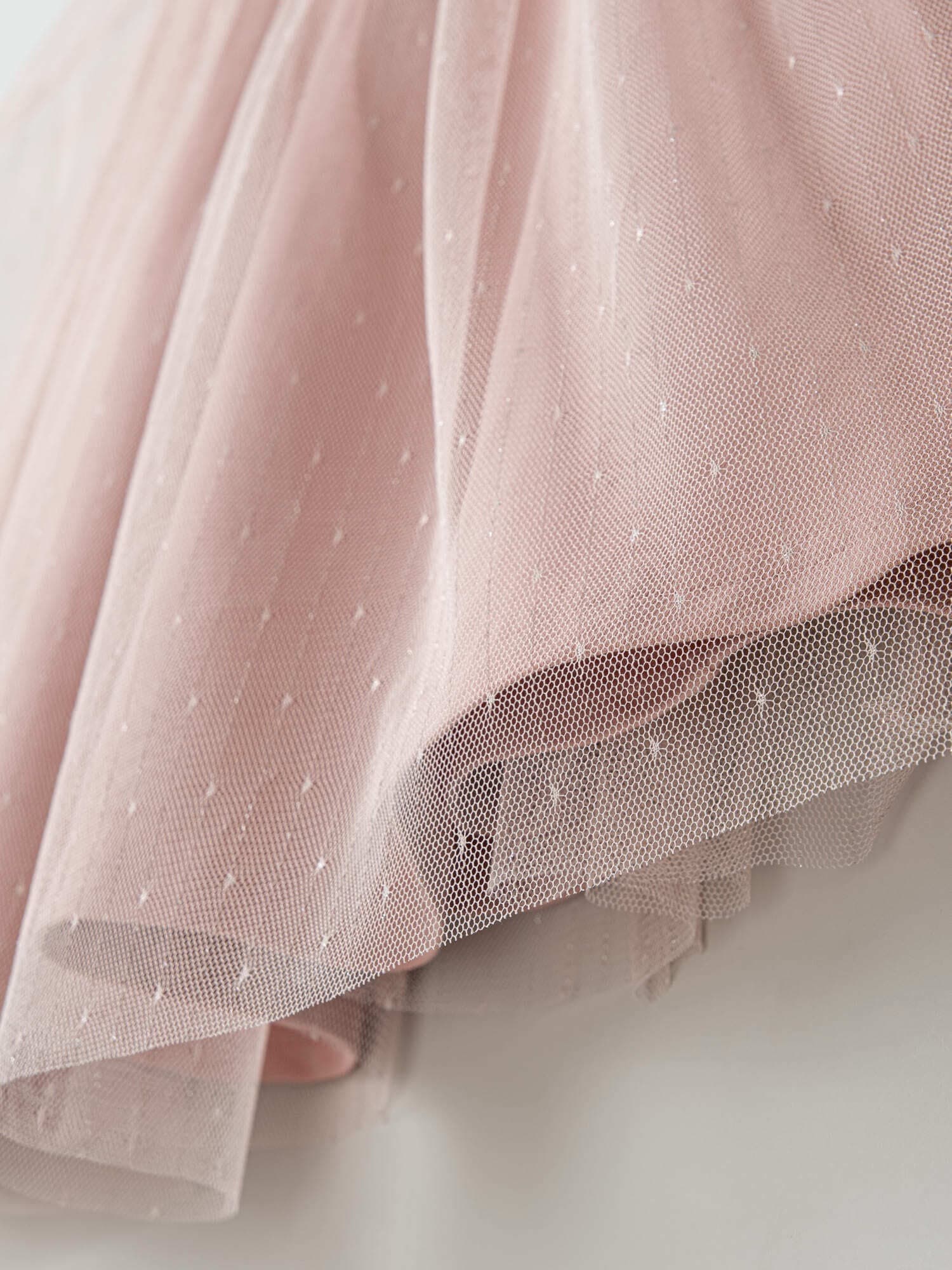 Платье с длинным рукавом и юбкой из фатина "Пудра"