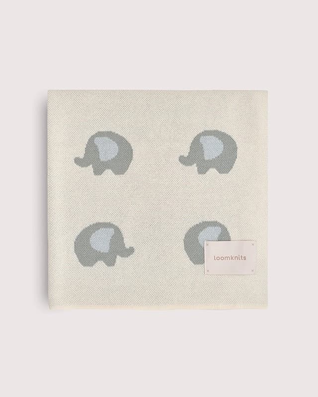 Плед детский Loomknits со слониками Мультиколор