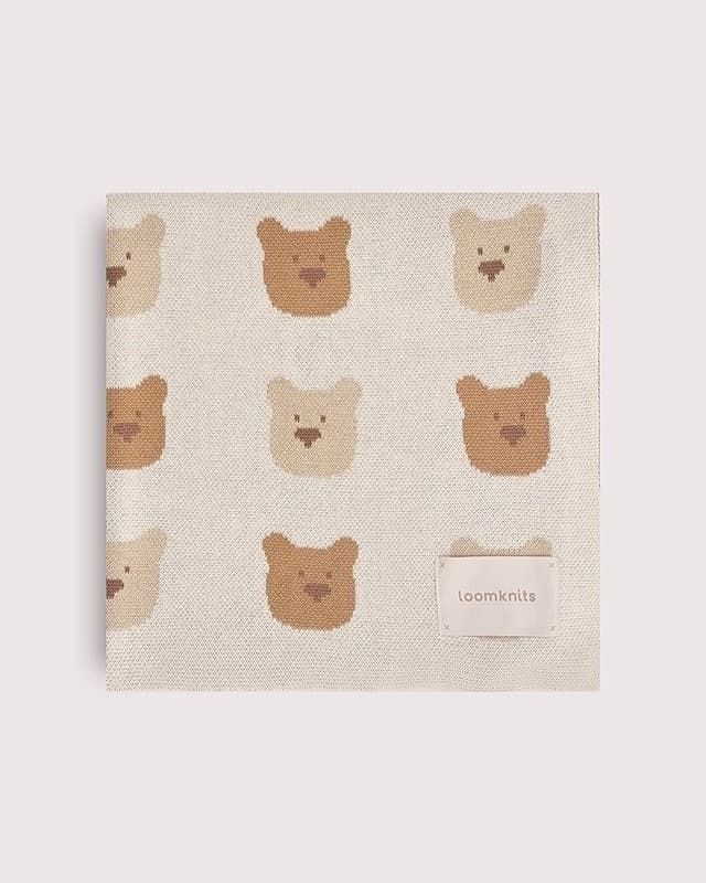 Плед детский Loomknits с мишками Экрю