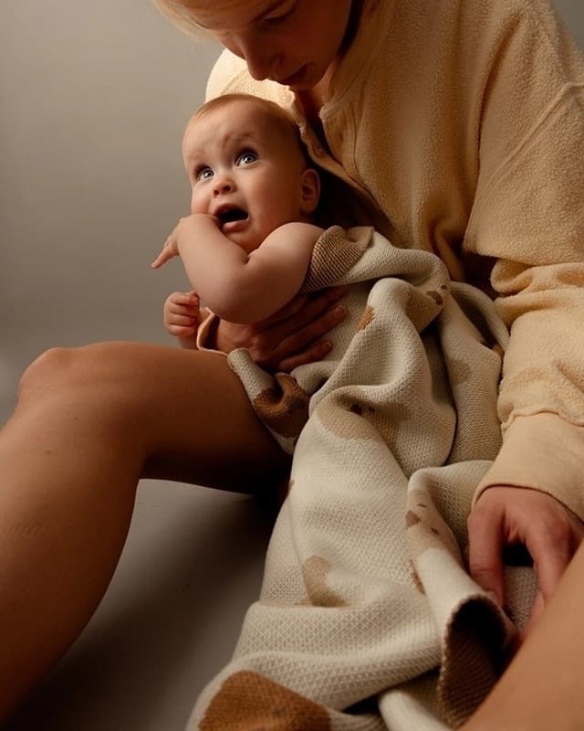 Плед детский Loomknits с мишками Экрю