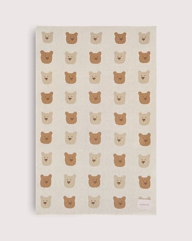 Плед детский Loomknits с мишками Экрю