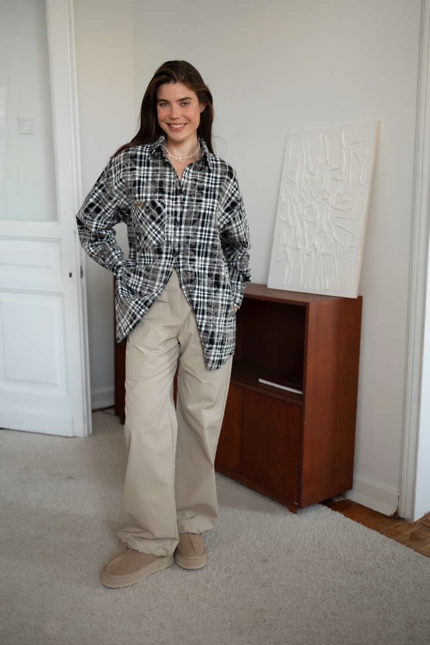 Рубашка в клетку оверсайз, Черный винтажный