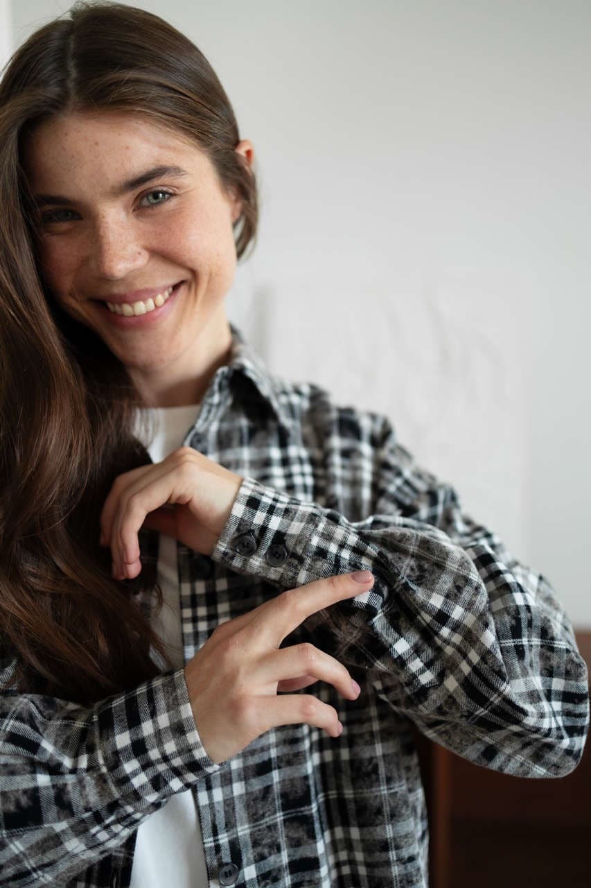 Рубашка в клетку оверсайз, Черный винтажный