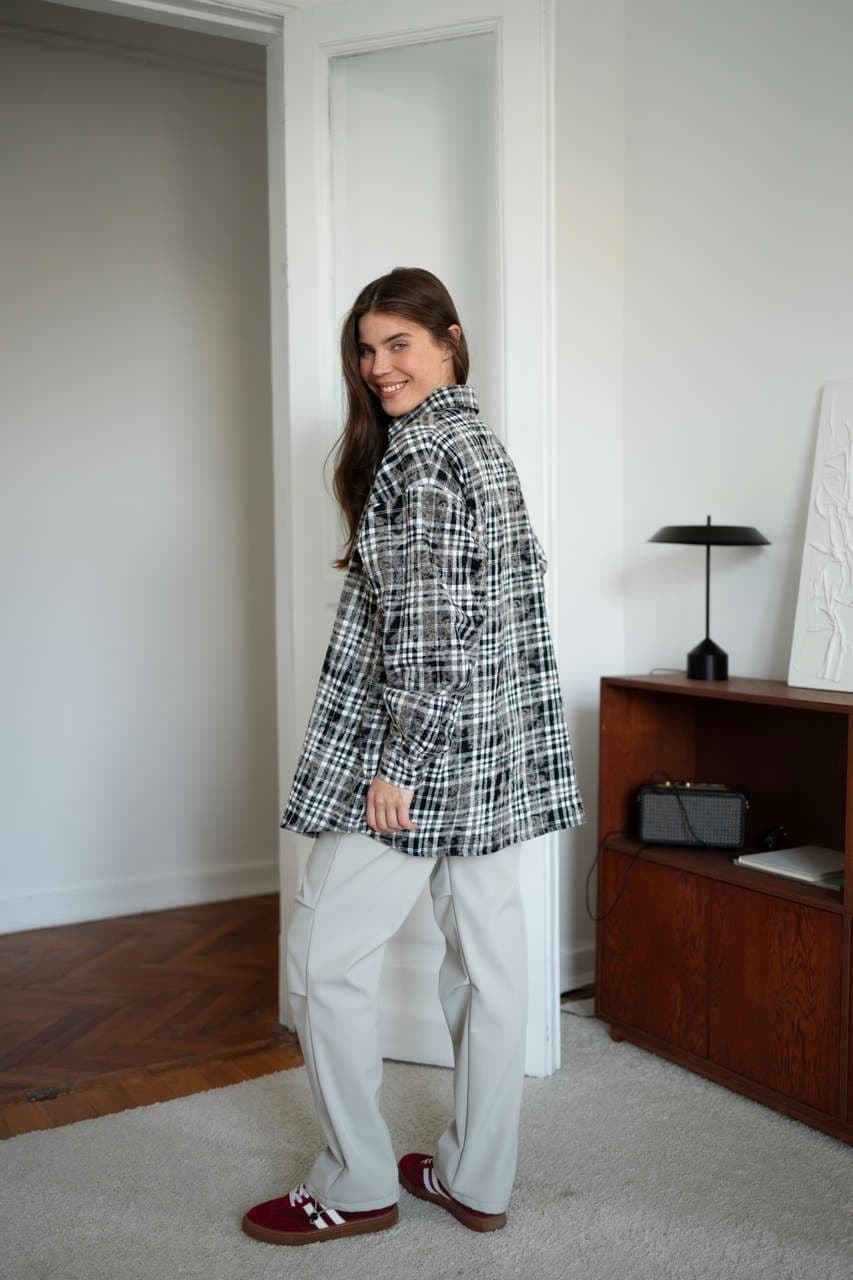 Рубашка в клетку оверсайз, Черный винтажный