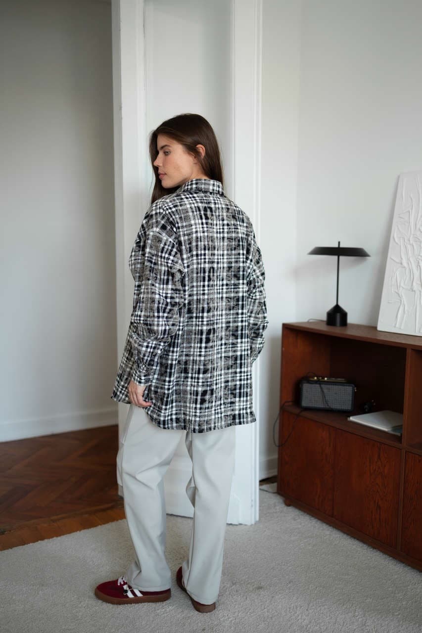 Рубашка в клетку оверсайз, Черный винтажный