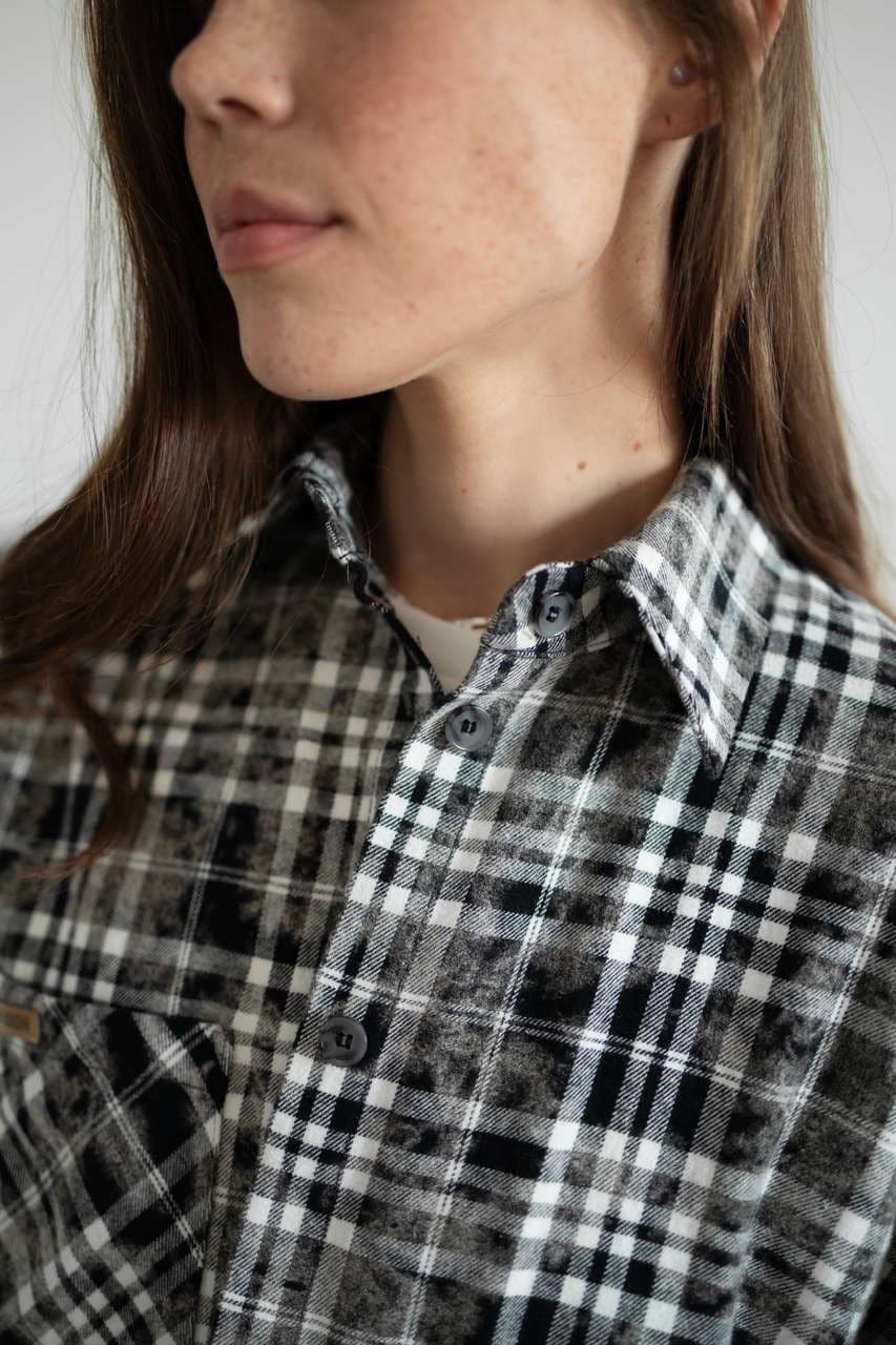 Рубашка в клетку оверсайз, Черный винтажный