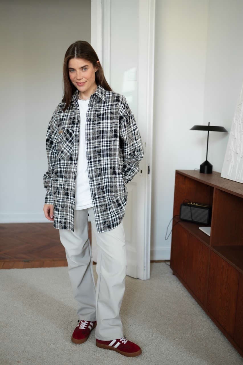 Рубашка в клетку оверсайз, Черный винтажный