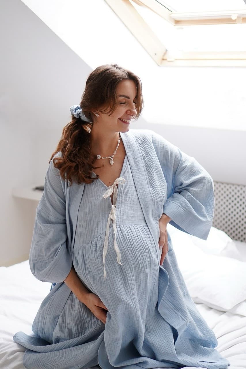 Платье на роды Благословение, Голубой