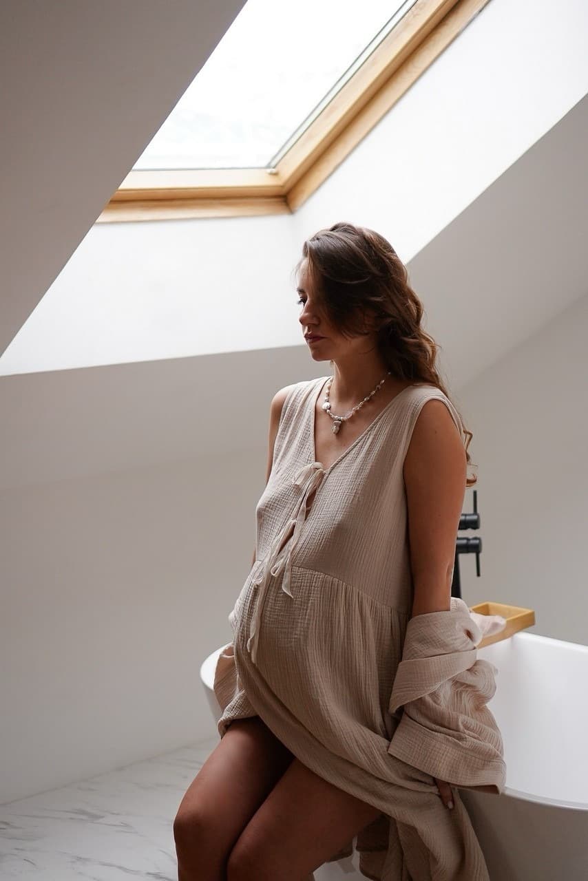 Платье на роды Благословение, Бежевый