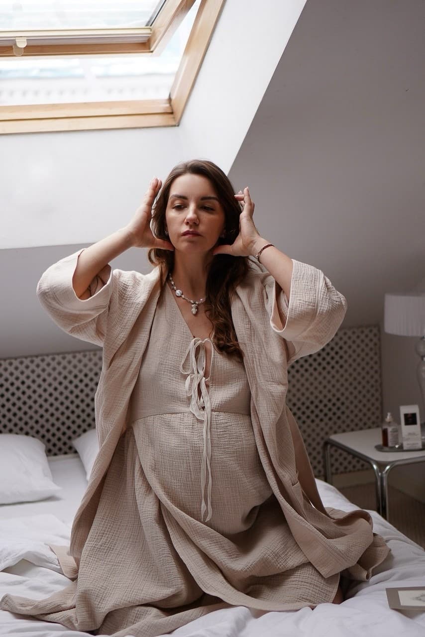 Платье на роды Благословение, Бежевый