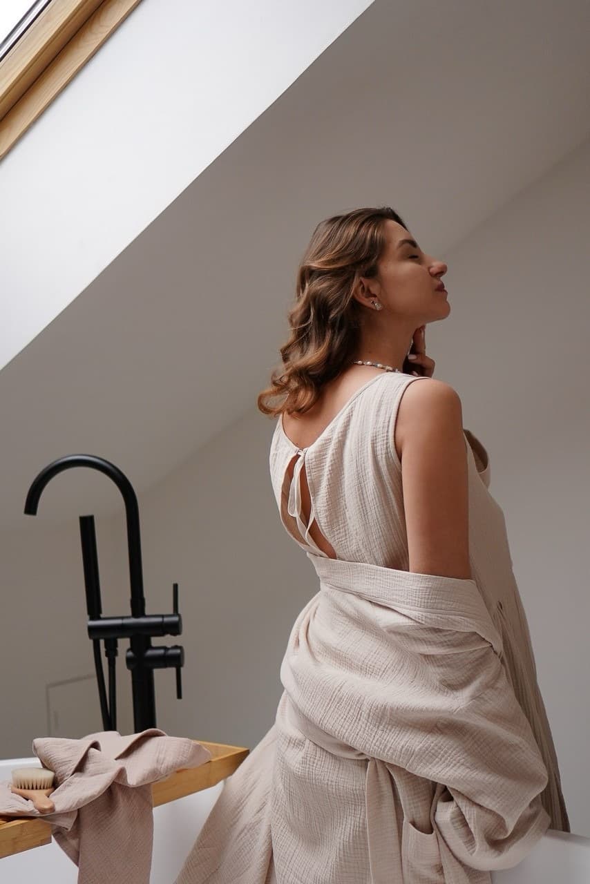 Платье на роды Благословение, Бежевый