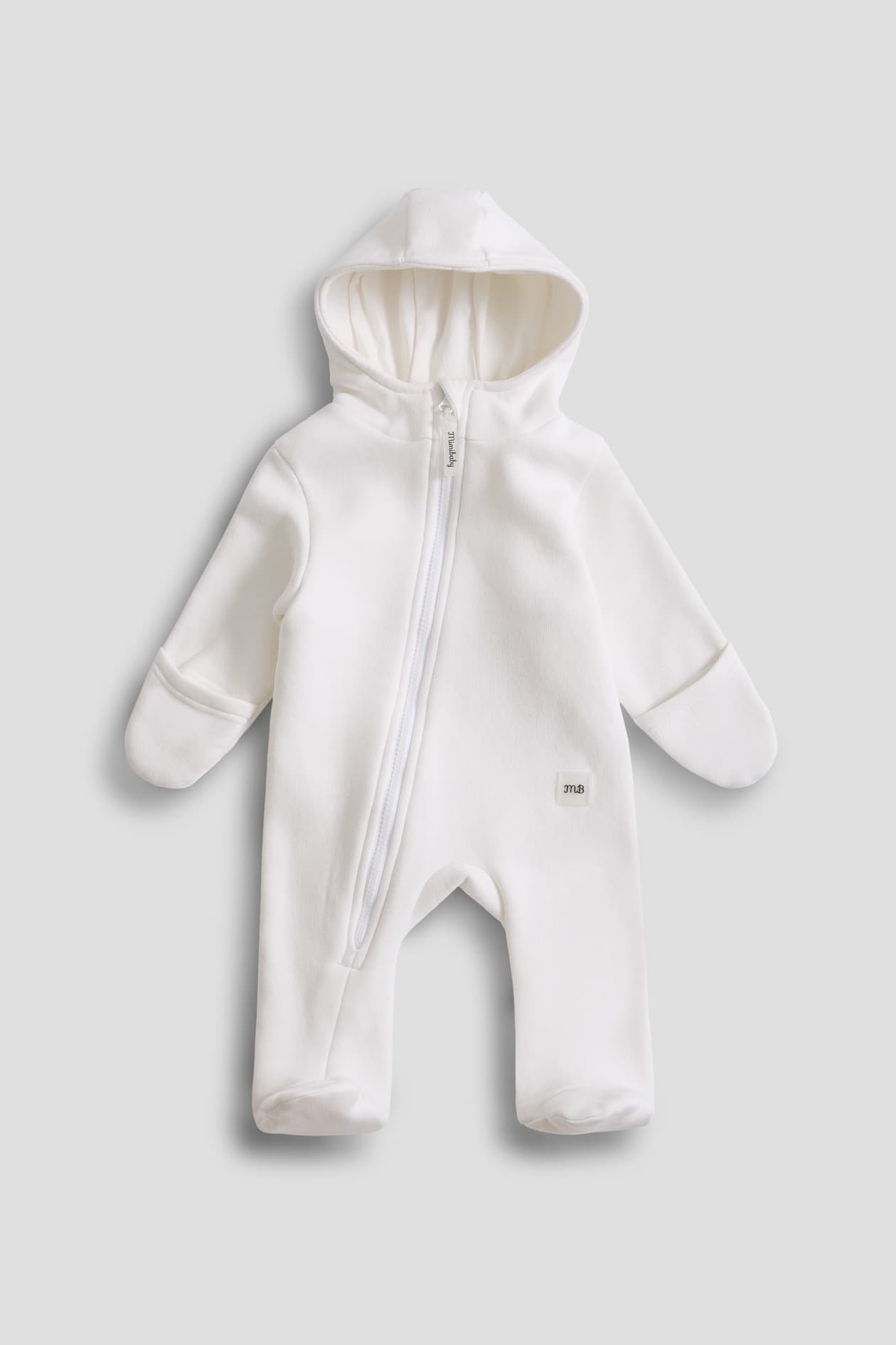 Комбинезон с капюшоном из футера , Молочный
