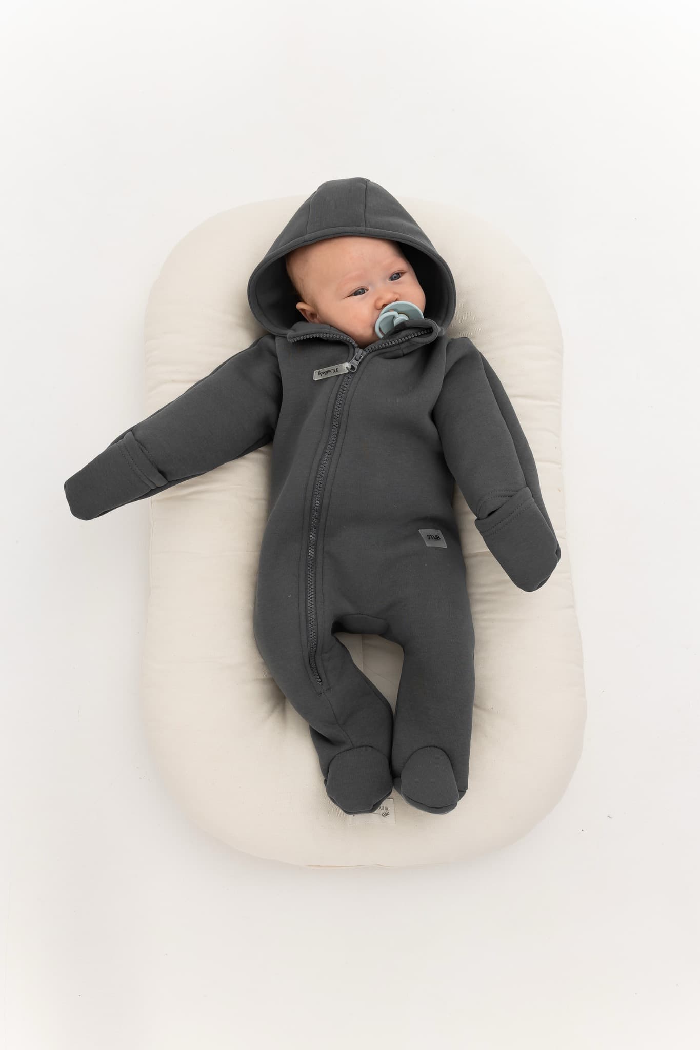 Комбинезон с капюшоном из футера, Графитовый