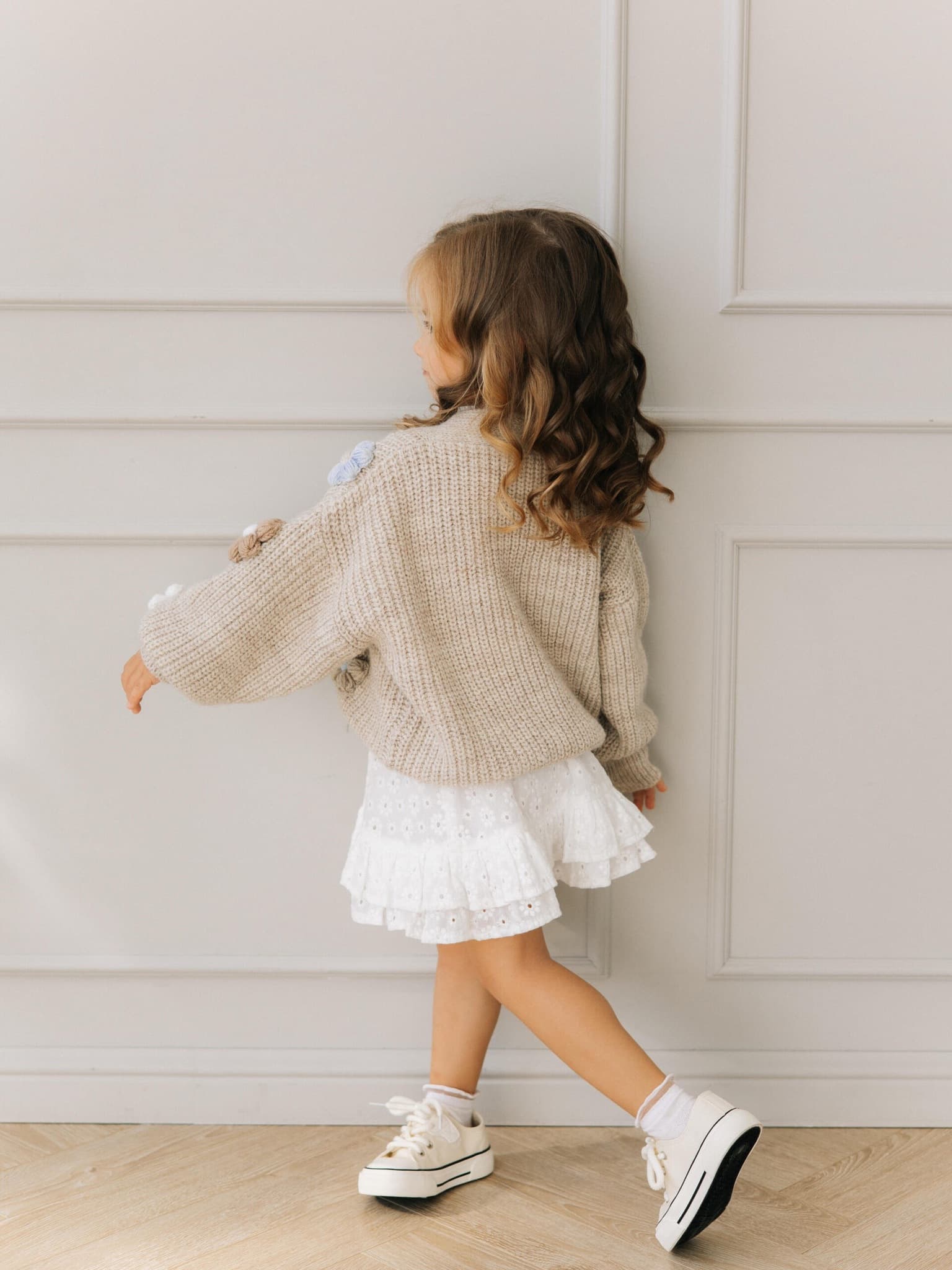 Кардиган с цветами, Бежевый