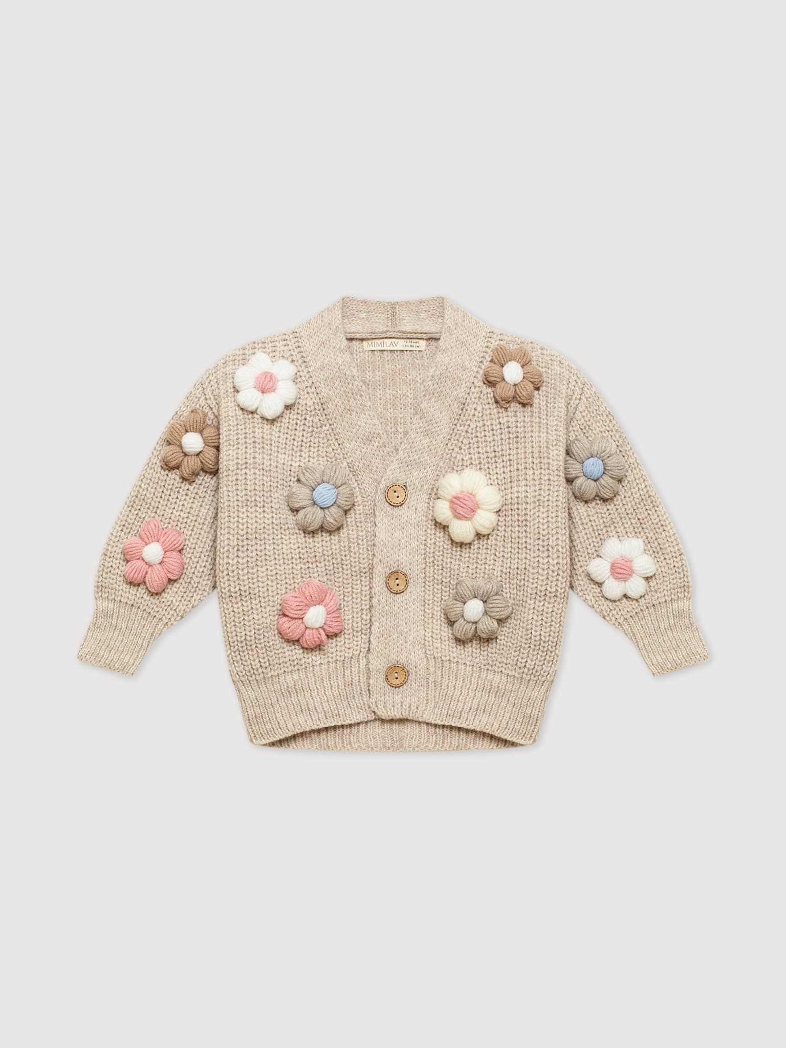 Кардиган с цветами, Бежевый