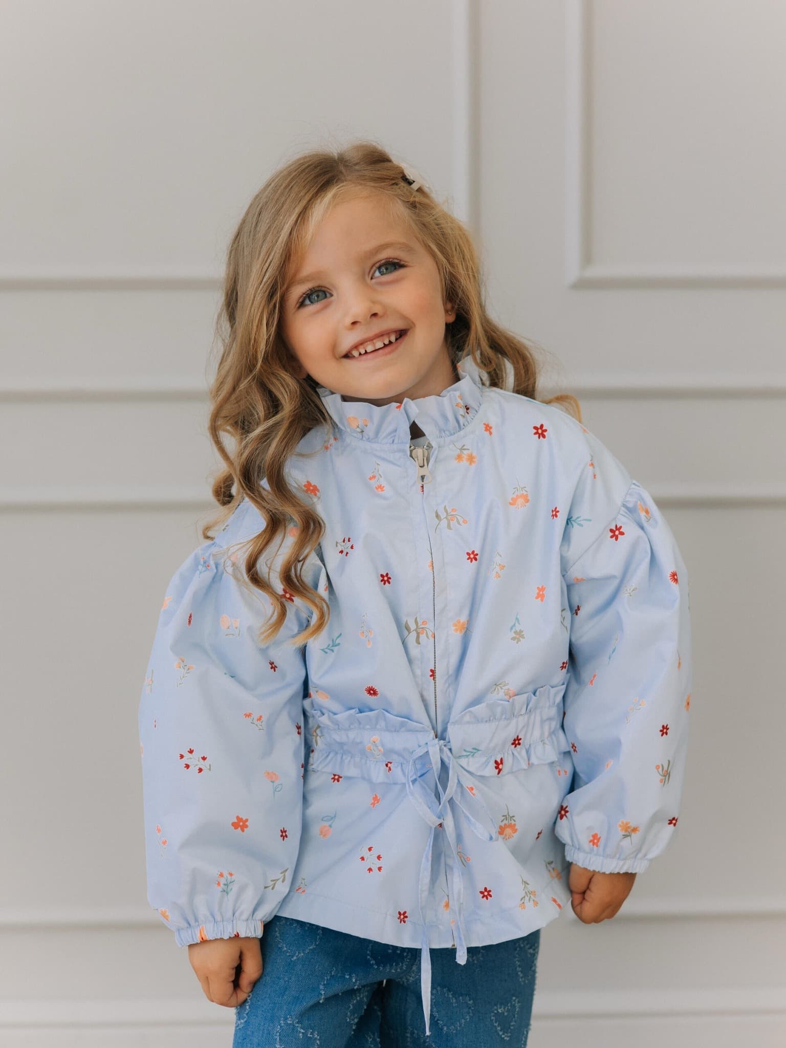 Ветровка в цветочек, Голубой