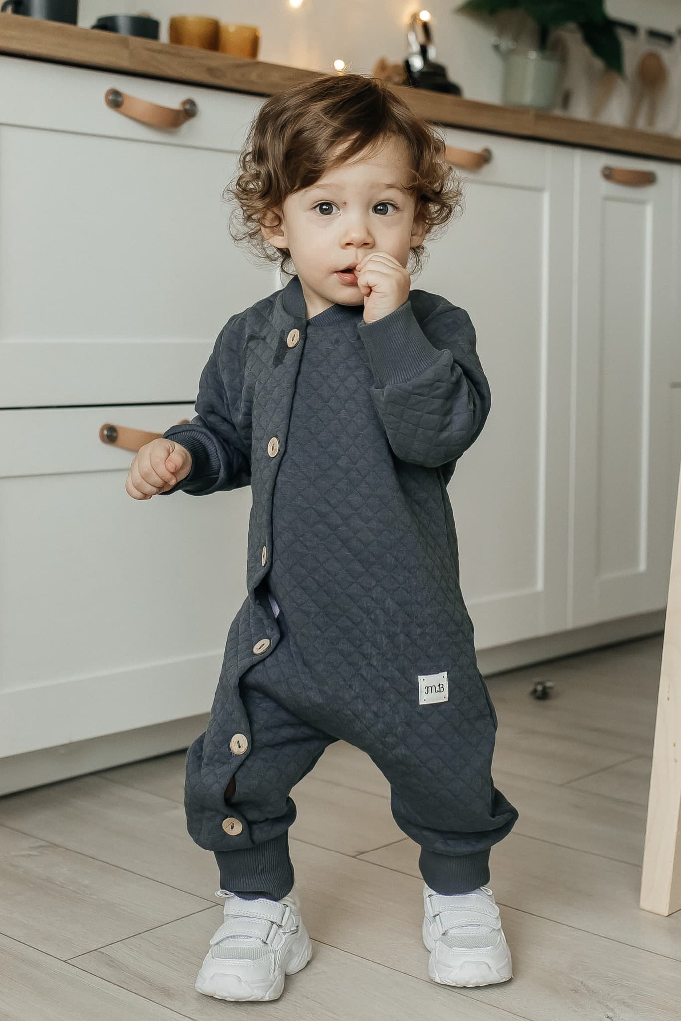 Комбинезон из капитония на пуговицах, Графитовый