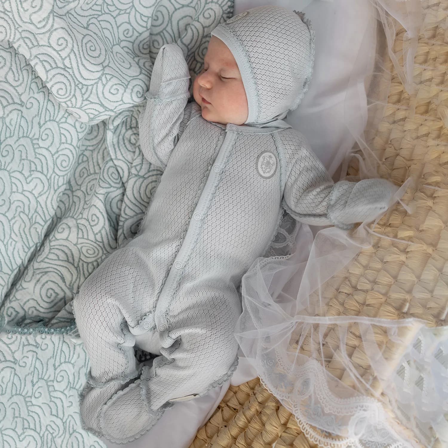 Слип ажурный, Серо-голубой