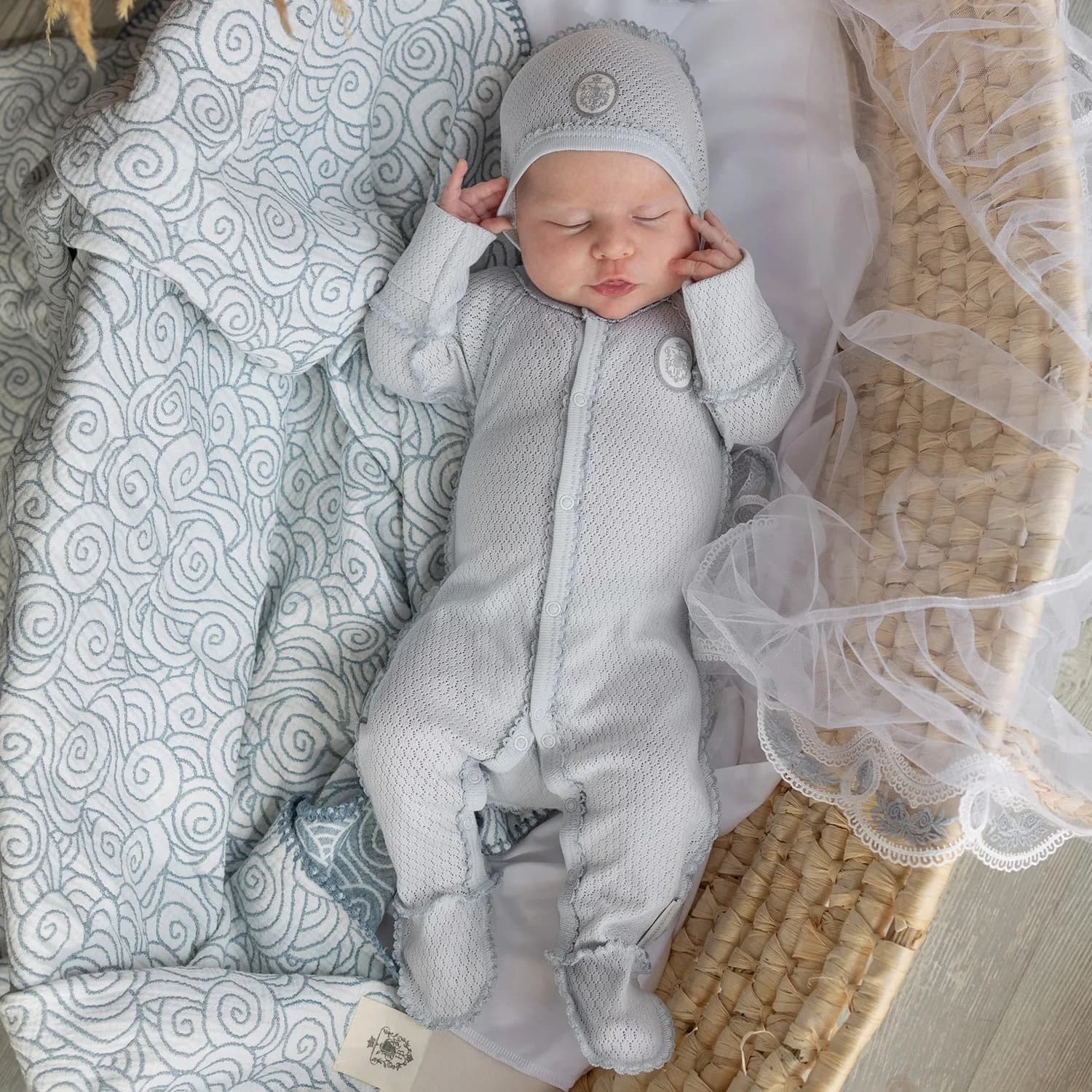 Слип ажурный, Серо-голубой