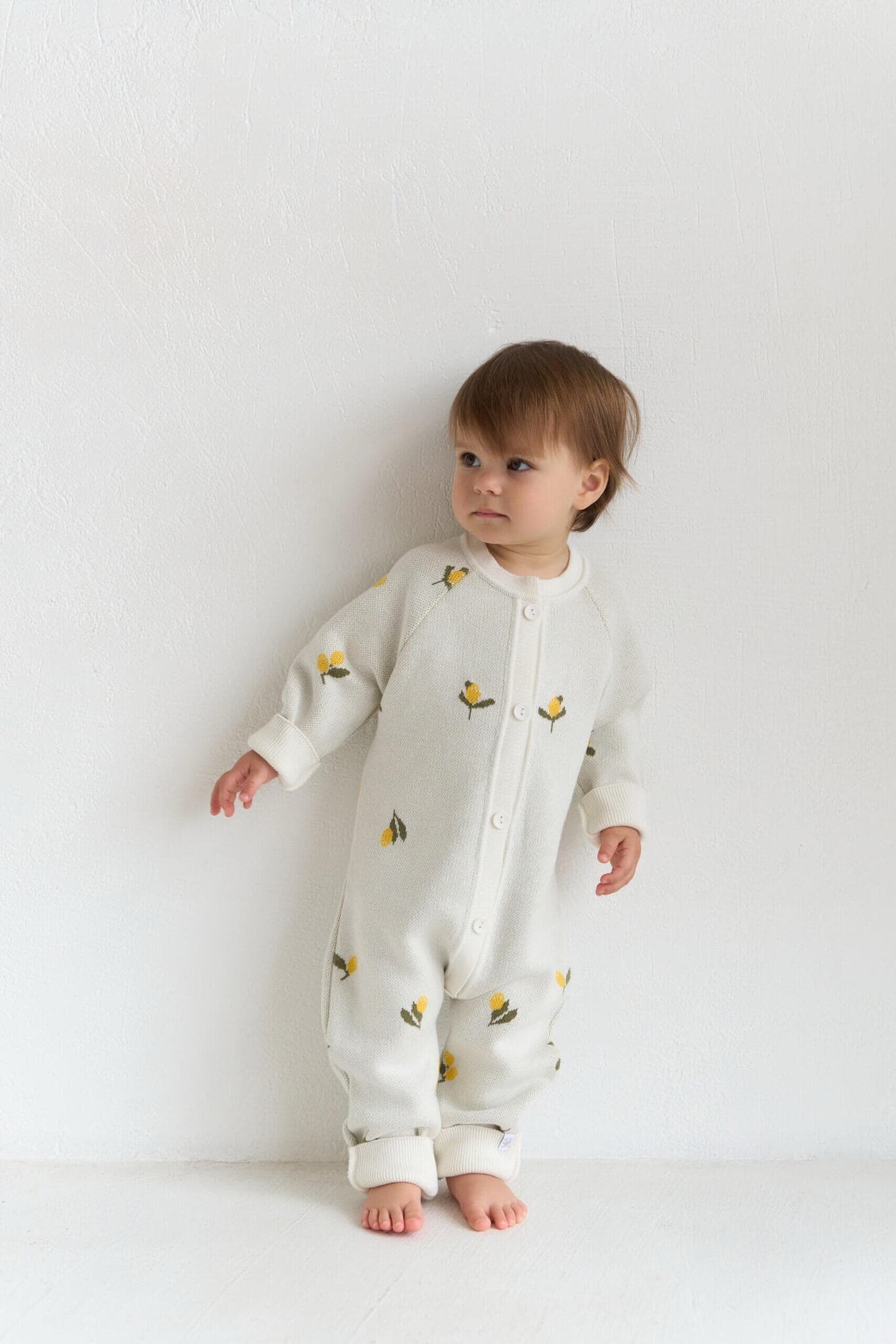 Комбинезон вязаный, Лимончики на экрю