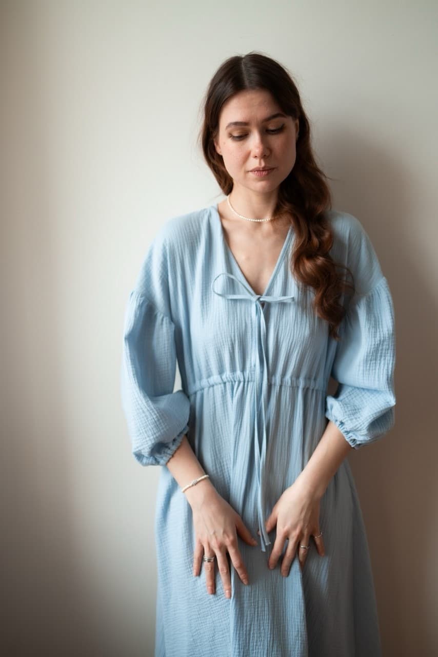 Сорочка Лизонька для беременных и кормящих, Голубой