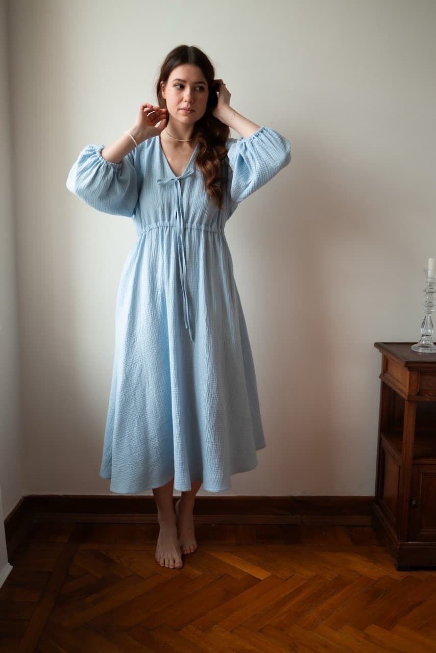 Сорочка Лизонька для беременных и кормящих, Голубой