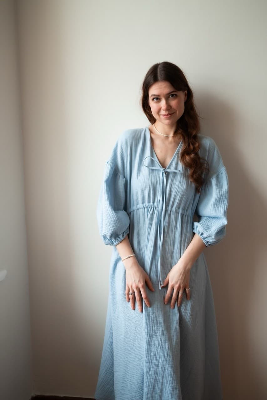 Сорочка Лизонька для беременных и кормящих, Голубой