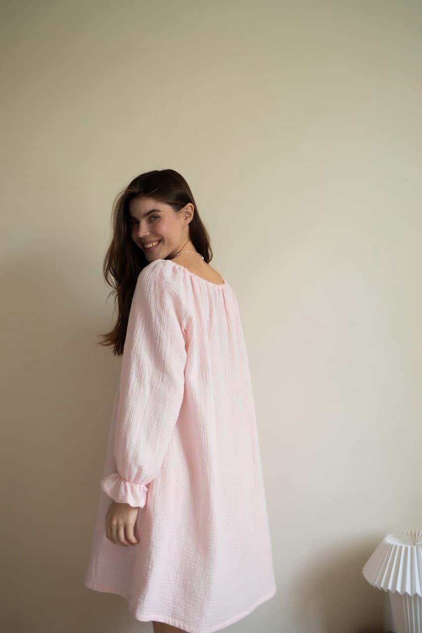 Ночная сорочка с рукавом Джейн, Нежно-розовый