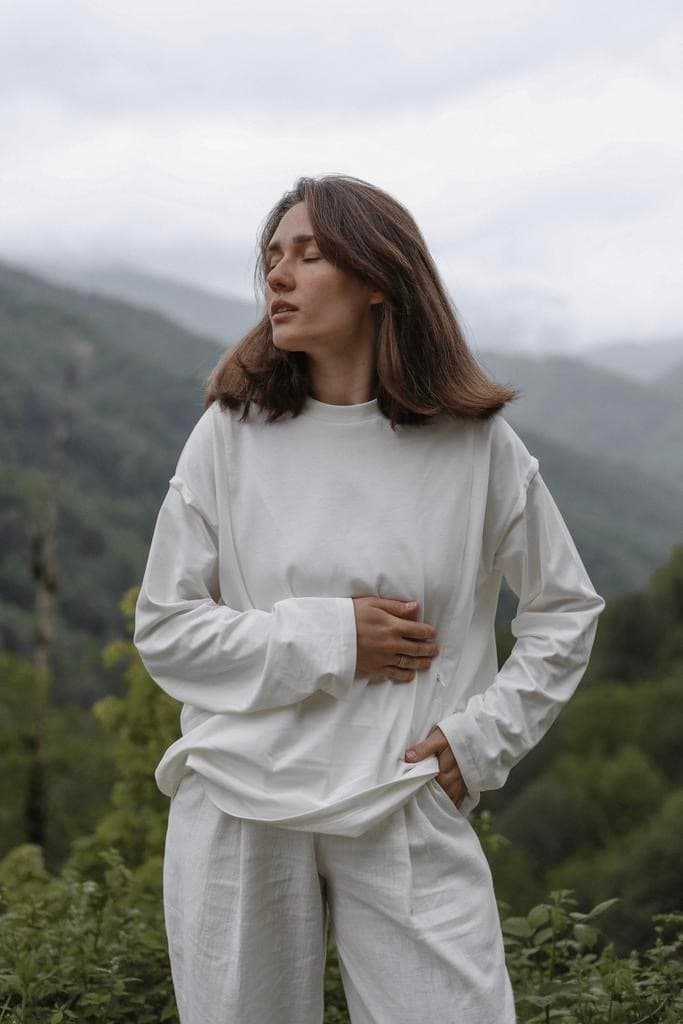 Лонгслив oversize, Молочный