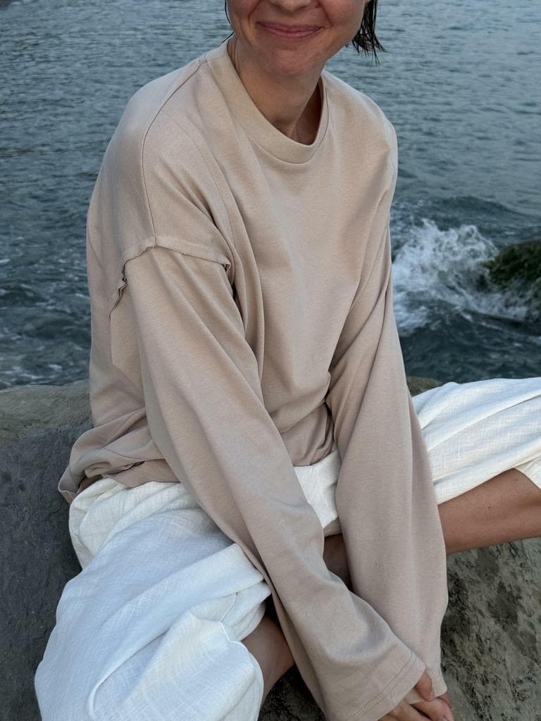 Лонгслив oversize, Бежевый
