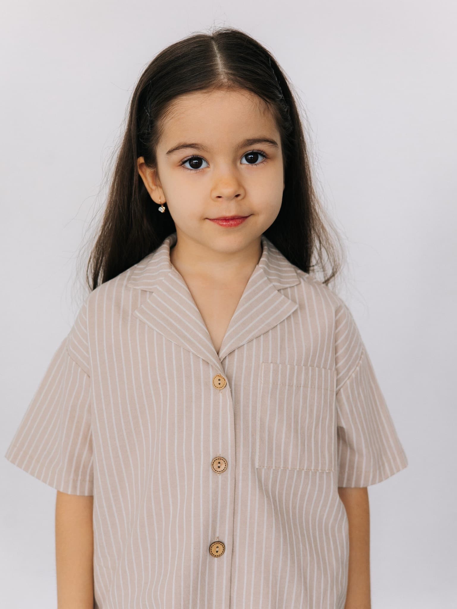 Рубашка и шорты в полоску, Бежевый