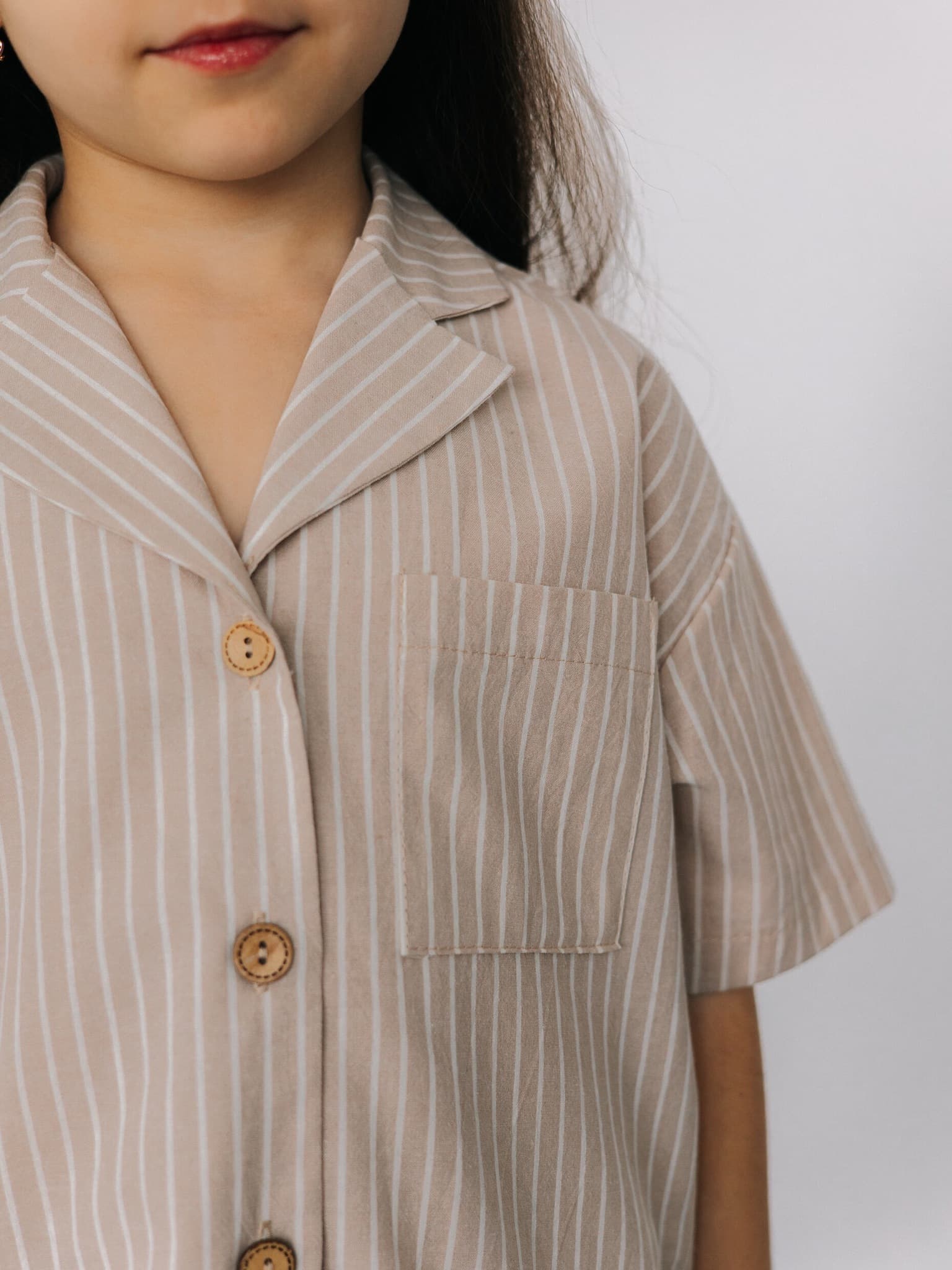 Рубашка и шорты в полоску, Бежевый