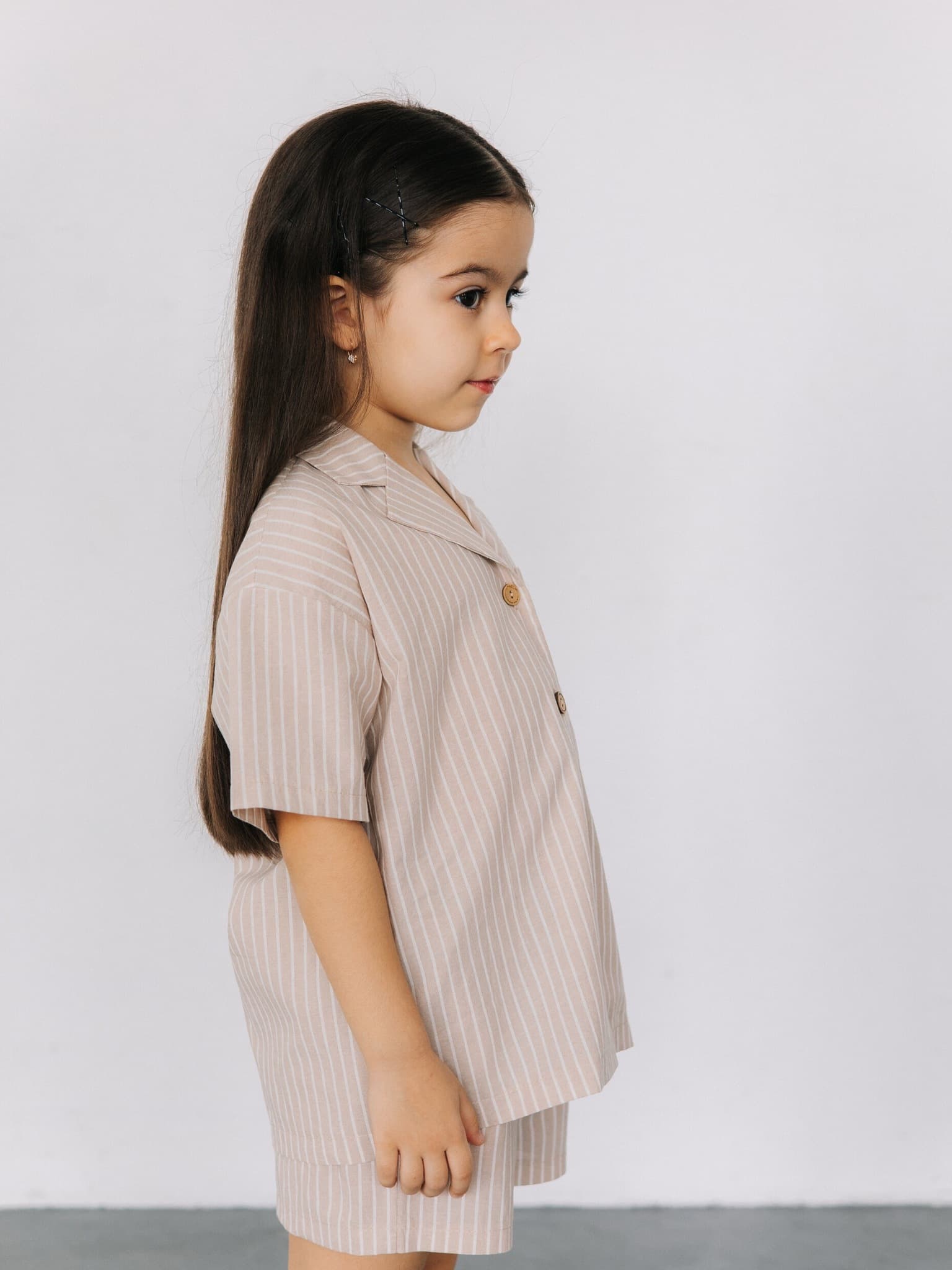 Рубашка и шорты в полоску, Бежевый