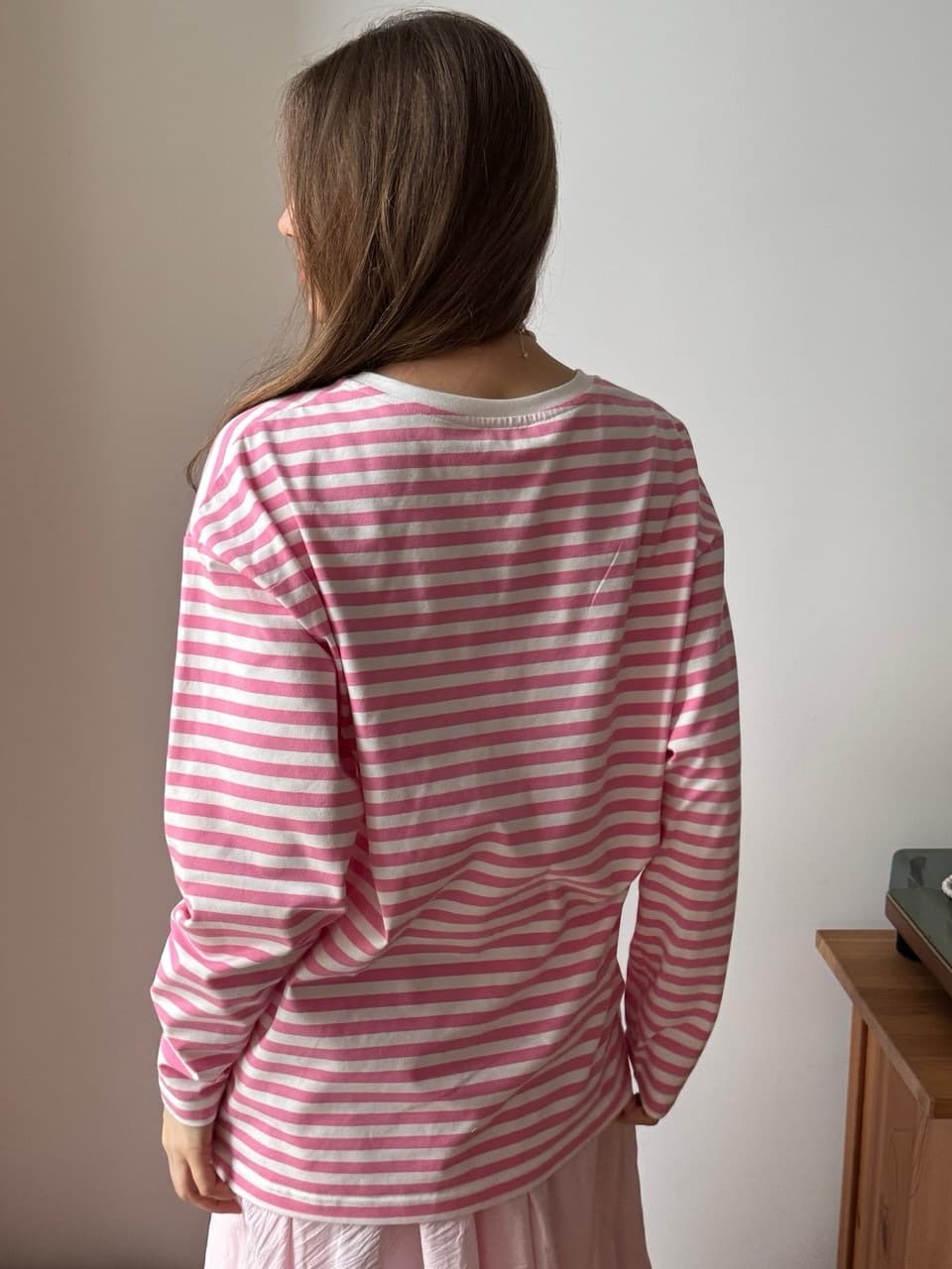 Лонгслив в полоску, Розовый
