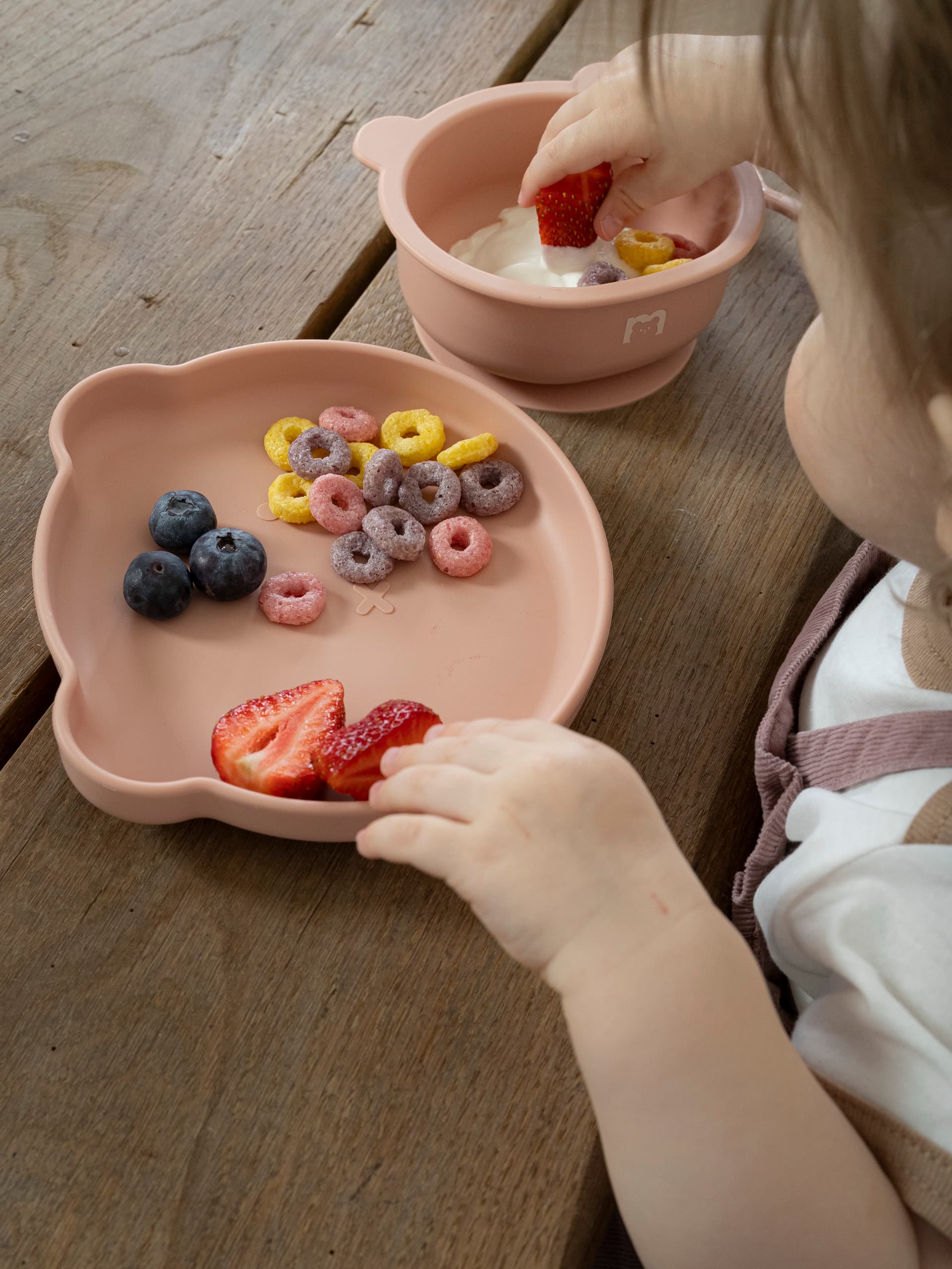 Набор посуды для детей - миска и ложка Мишка, Cotton candy