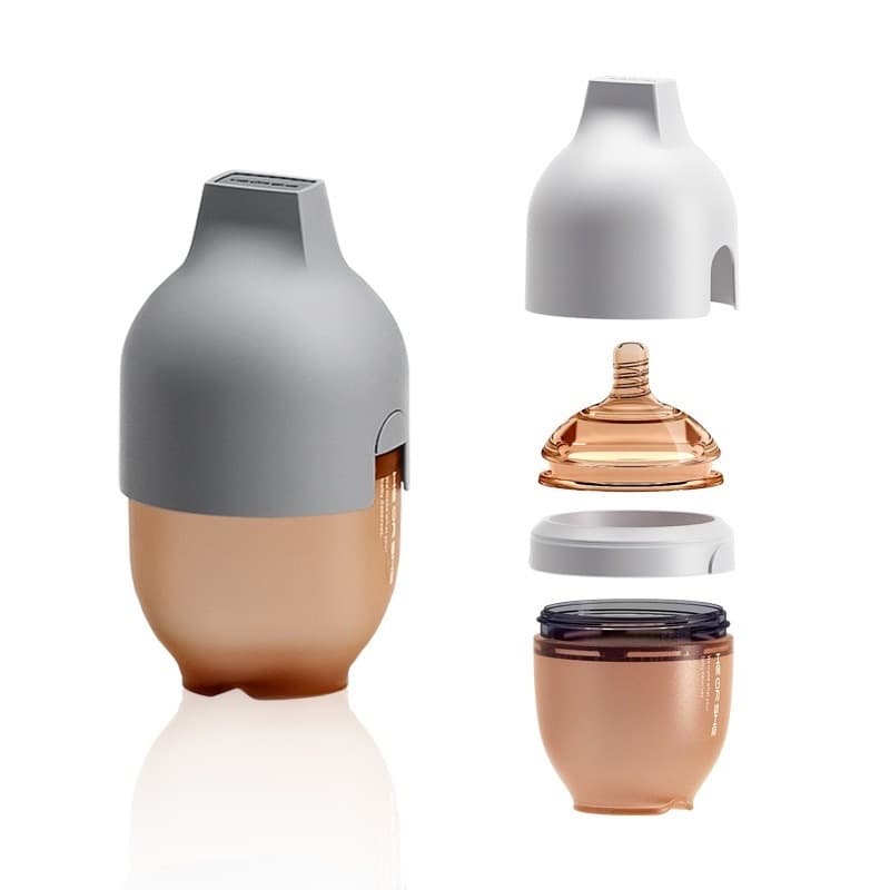 Бутылочка силиконовая для детей с соской HEORSHE 160ml, Grey