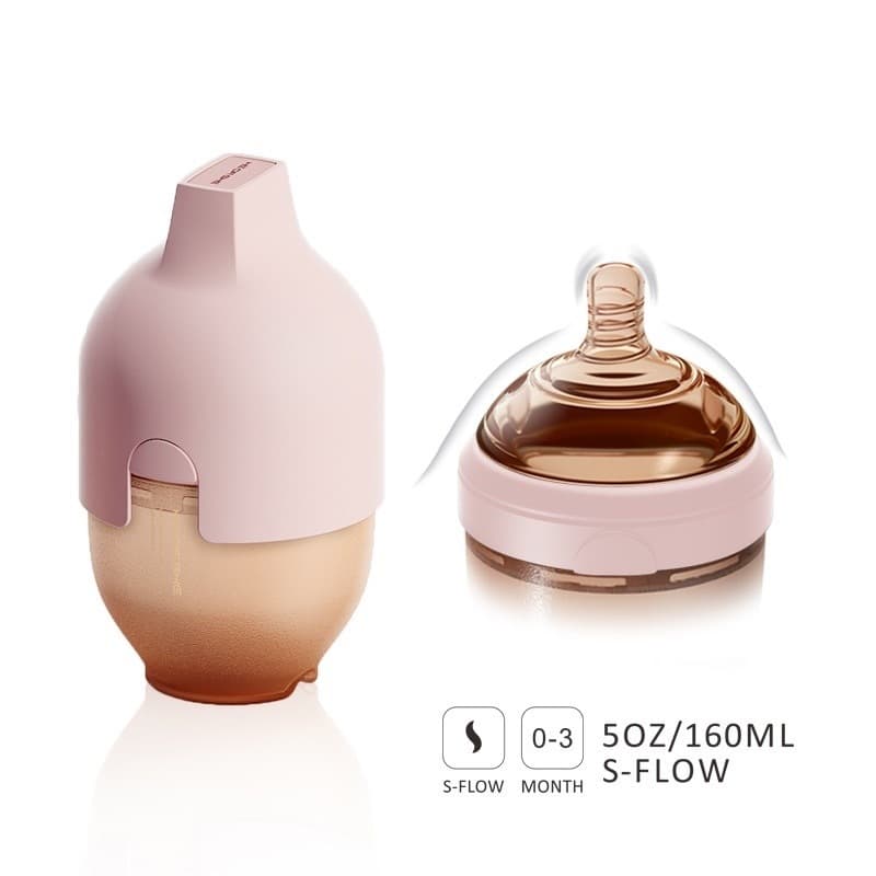 Бутылочка силиконовая для детей с соской HEORSHE 160ml, Pink